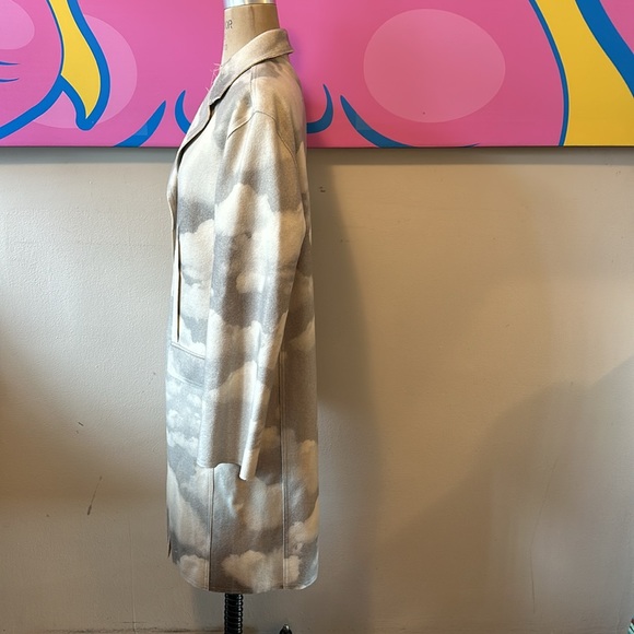 Moschino Jeans Gray White Clouds Wool Blend Coat - Picture 8 of 14